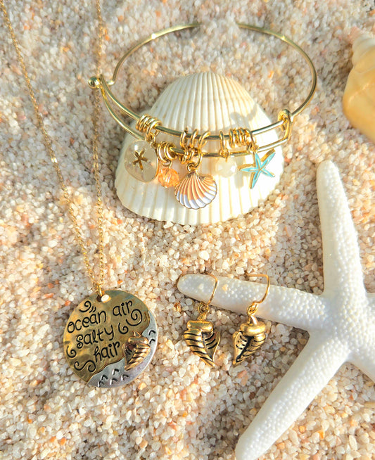 Set de aretes y cadena "Ocean hair salty hair" 🌊